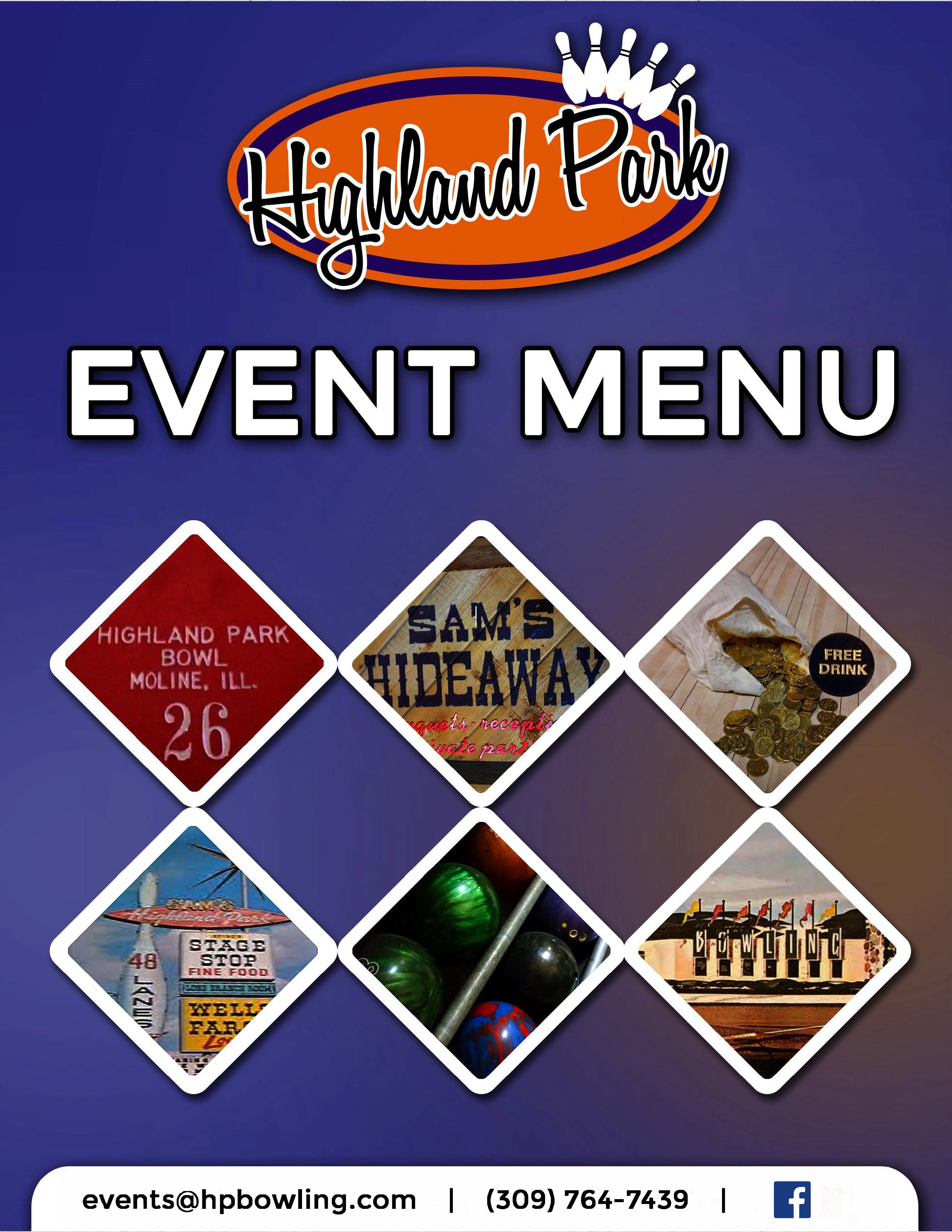 Highland Park Event Menu